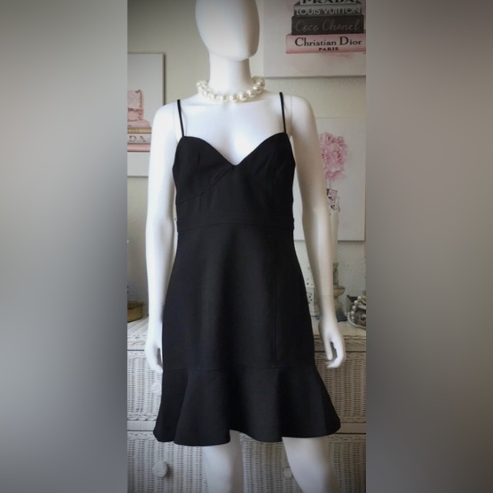 Likely Lillie Mini Dress Revealing and Low Cut Ruffled in black size 8 NWT